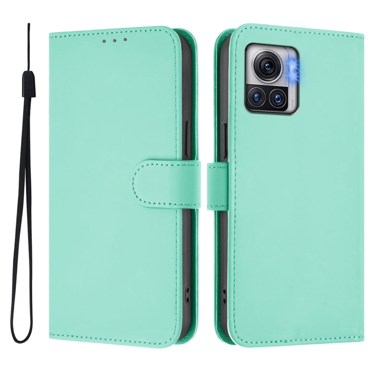 For Motorola Moto X30 Pro 5G Skin Feel Solid Color Leather Phone Case with Lanyard