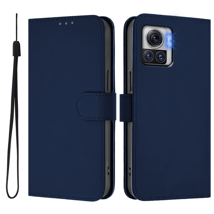 For Motorola Moto X30 Pro 5G Skin Feel Solid Color Leather Phone Case with Lanyard
