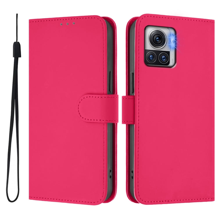 For Motorola Moto X30 Pro 5G Skin Feel Solid Color Leather Phone Case with Lanyard