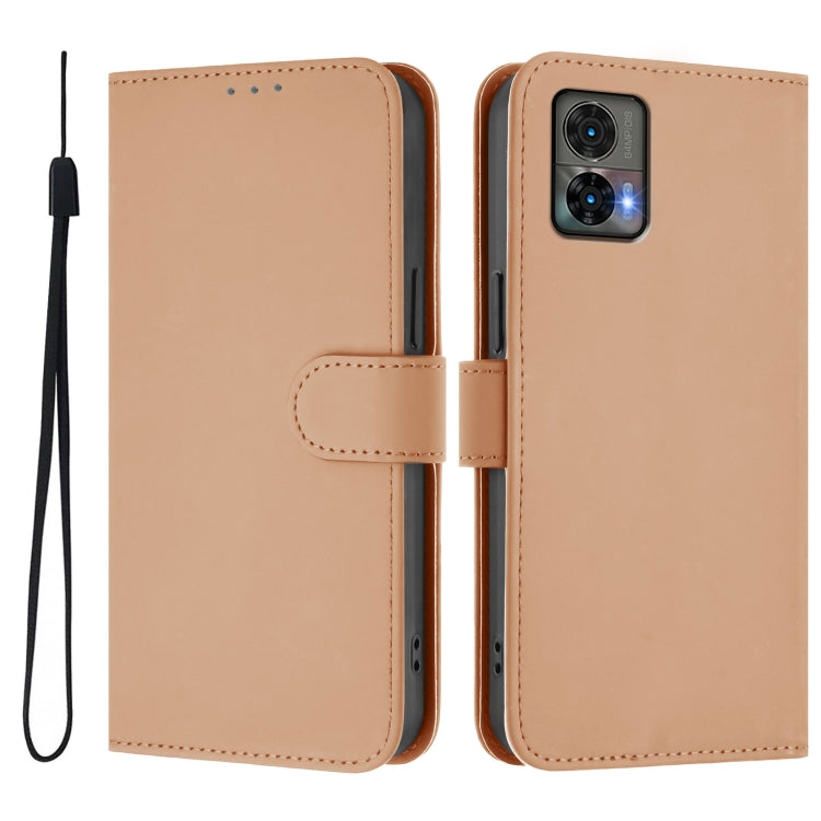 For Motorola Edge 30 Neo Skin Feel Solid Color Leather Phone Case with Lanyard