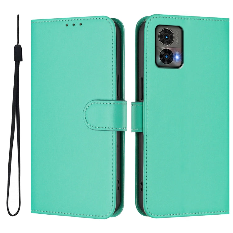 For Motorola Edge 30 Neo Skin Feel Solid Color Leather Phone Case with Lanyard