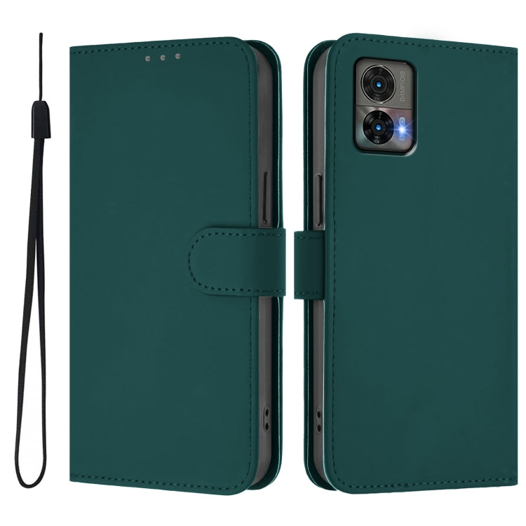 For Motorola Edge 30 Neo Skin Feel Solid Color Leather Phone Case with Lanyard