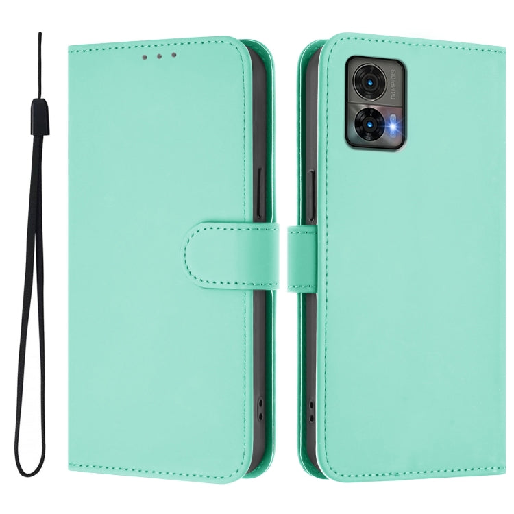 For Motorola Edge 30 Neo Skin Feel Solid Color Leather Phone Case with Lanyard