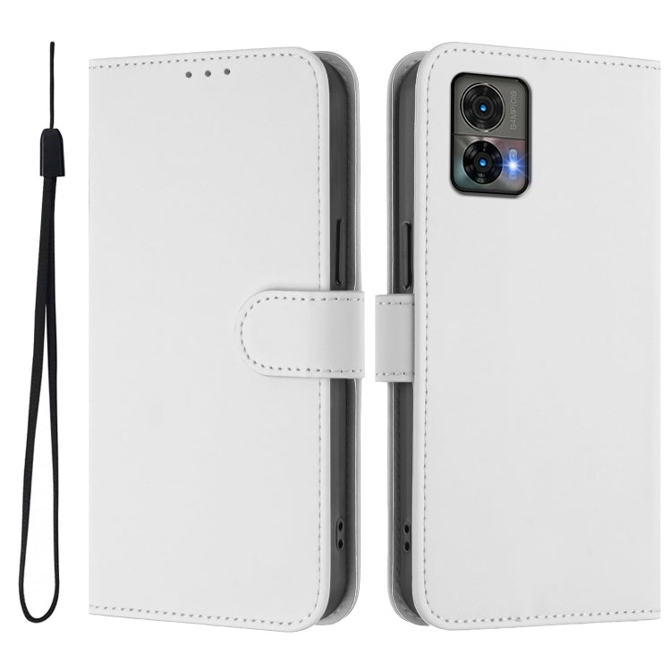 For Motorola Edge 30 Neo Skin Feel Solid Color Leather Phone Case with Lanyard