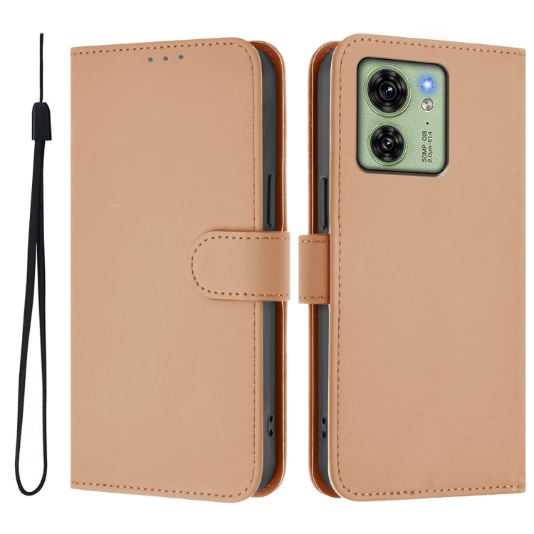 For Motorola Edge 40 5G Global Skin Feel Solid Color Leather Phone Case with Lanyard