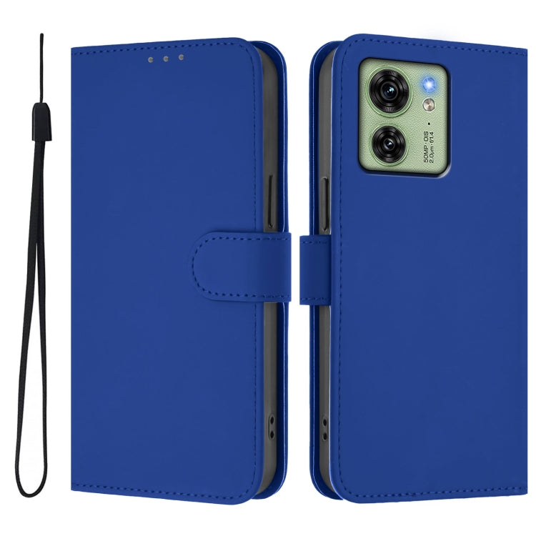 For Motorola Edge 40 5G Global Skin Feel Solid Color Leather Phone Case with Lanyard