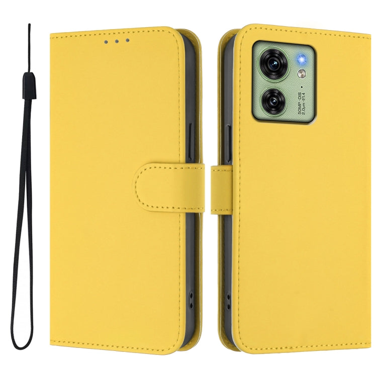 For Motorola Edge 40 5G Global Skin Feel Solid Color Leather Phone Case with Lanyard