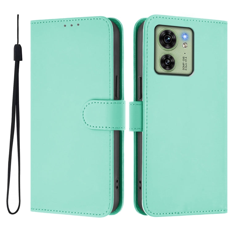 For Motorola Edge 40 5G Global Skin Feel Solid Color Leather Phone Case with Lanyard