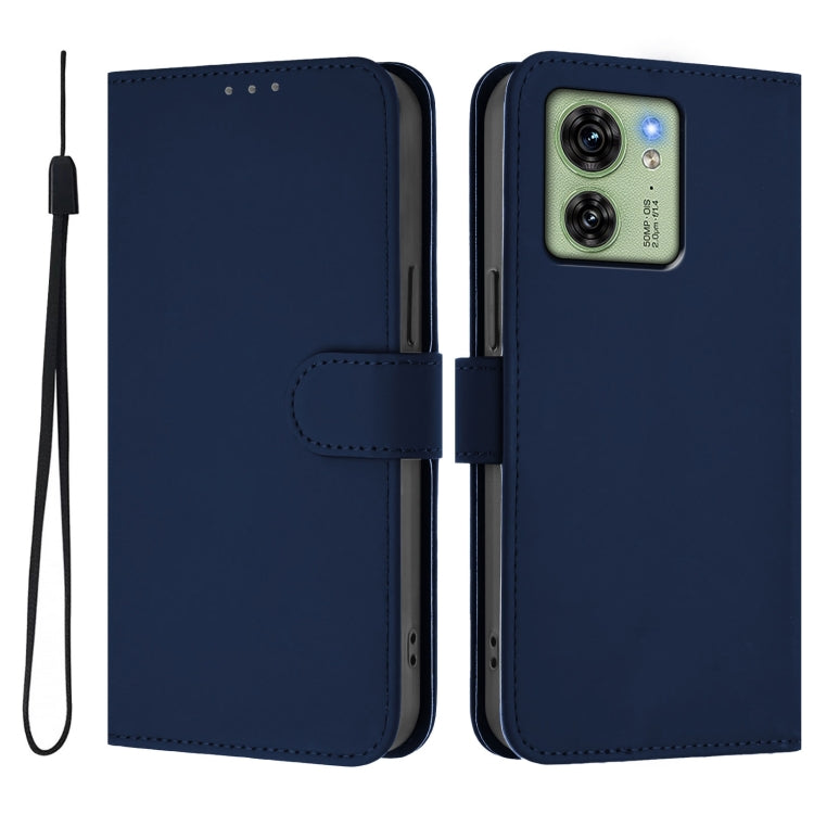 For Motorola Edge 40 5G Global Skin Feel Solid Color Leather Phone Case with Lanyard