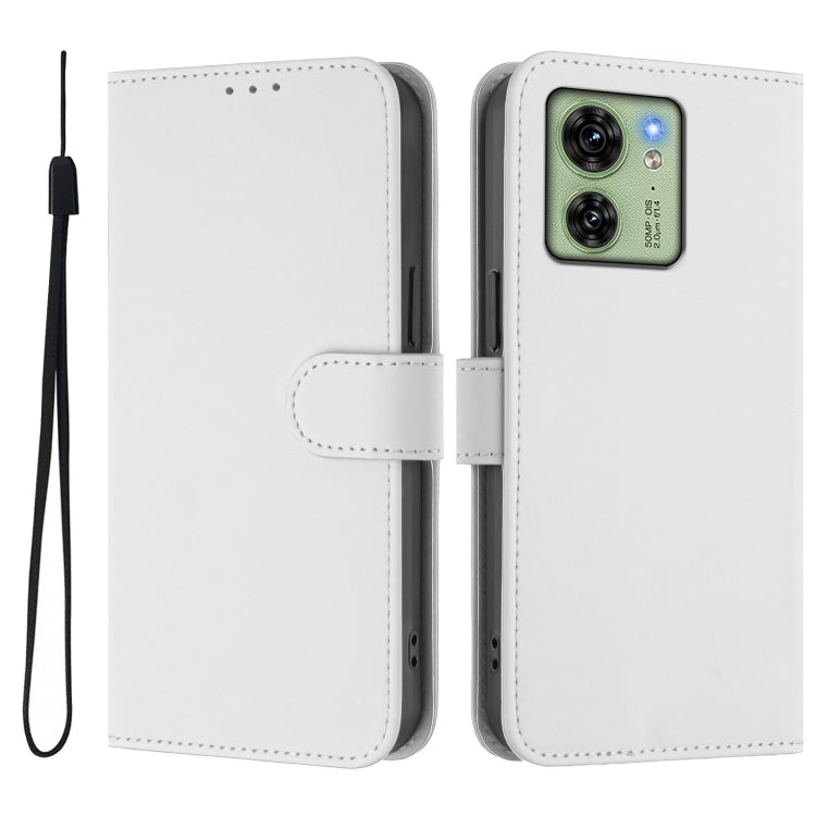 For Motorola Edge 40 5G Global Skin Feel Solid Color Leather Phone Case with Lanyard