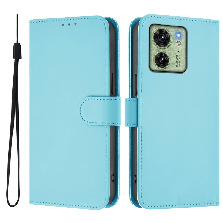 For Motorola Edge 40 5G Global Skin Feel Solid Color Leather Phone Case with Lanyard