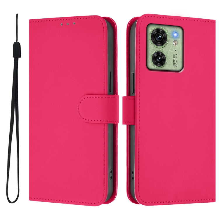 For Motorola Edge 40 5G Global Skin Feel Solid Color Leather Phone Case with Lanyard