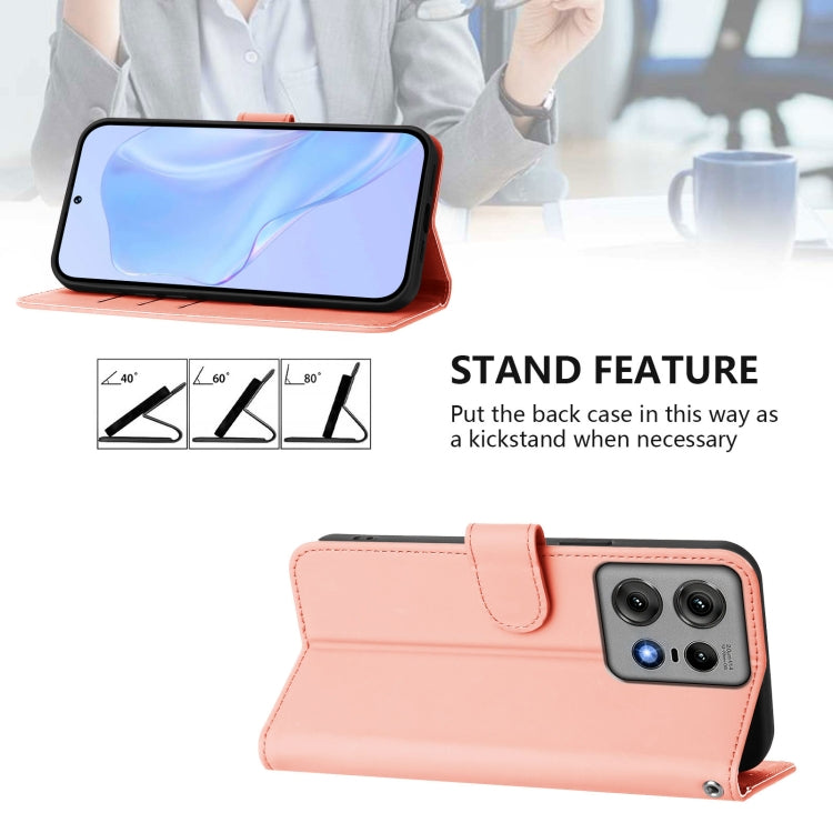 For Motorola Edge 50 Pro Skin Feel Solid Color Leather Phone Case with Lanyard