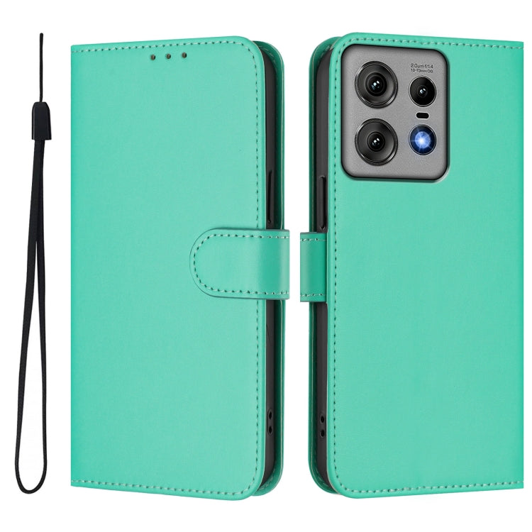 For Motorola Edge 50 Pro Skin Feel Solid Color Leather Phone Case with Lanyard