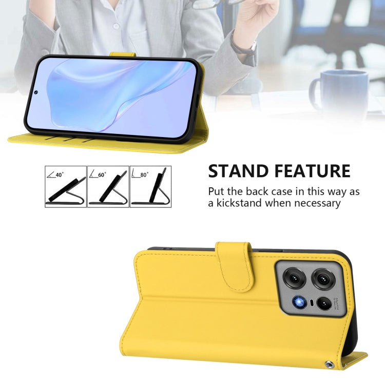 For Motorola Edge 50 Pro Skin Feel Solid Color Leather Phone Case with Lanyard