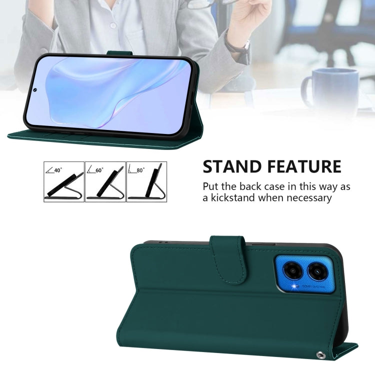 For Motorola Moto G45 5G / G34 5G Skin Feel Solid Color Leather Phone Case with Lanyard