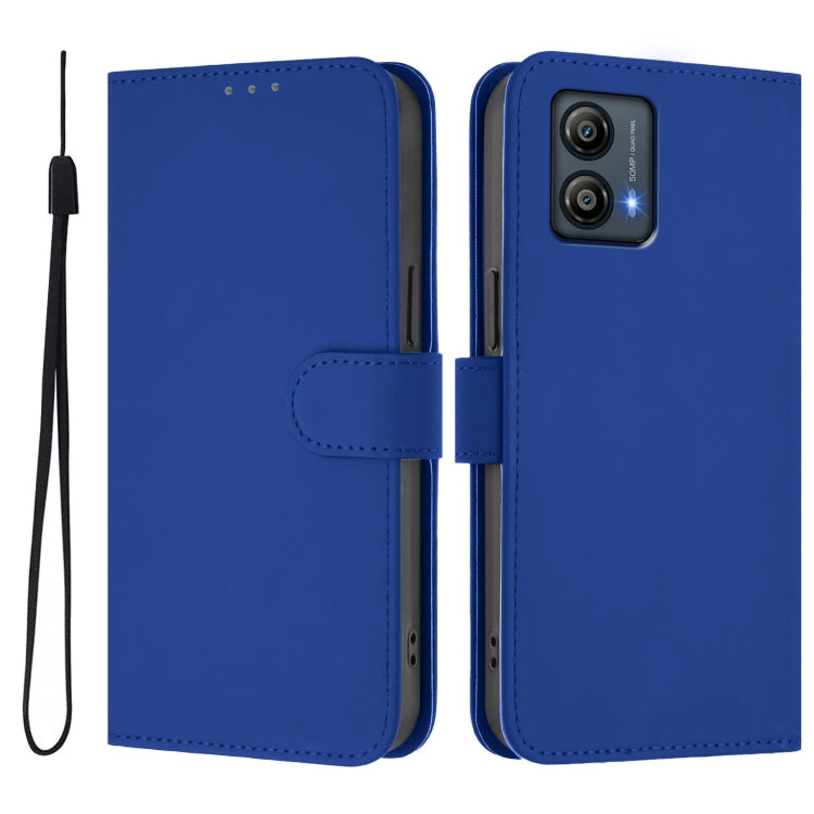 For Motorola Moto G53 5G / G13 4G Skin Feel Solid Color Leather Phone Case with Lanyard