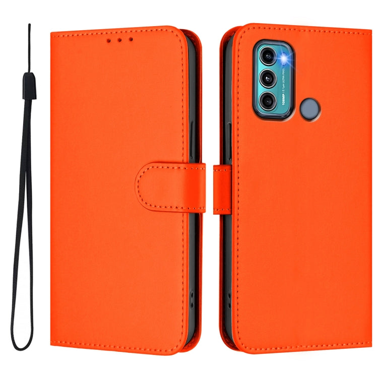 For Motorola Moto G60 / G40 Fusion Skin Feel Solid Color Leather Phone Case with Lanyard