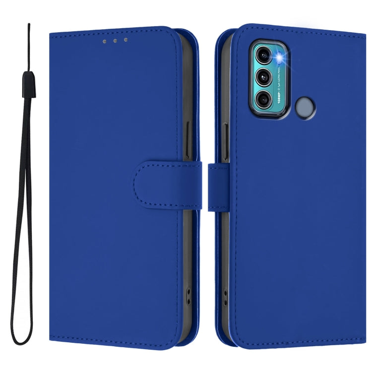For Motorola Moto G60 / G40 Fusion Skin Feel Solid Color Leather Phone Case with Lanyard