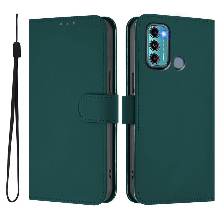 For Motorola Moto G60 / G40 Fusion Skin Feel Solid Color Leather Phone Case with Lanyard