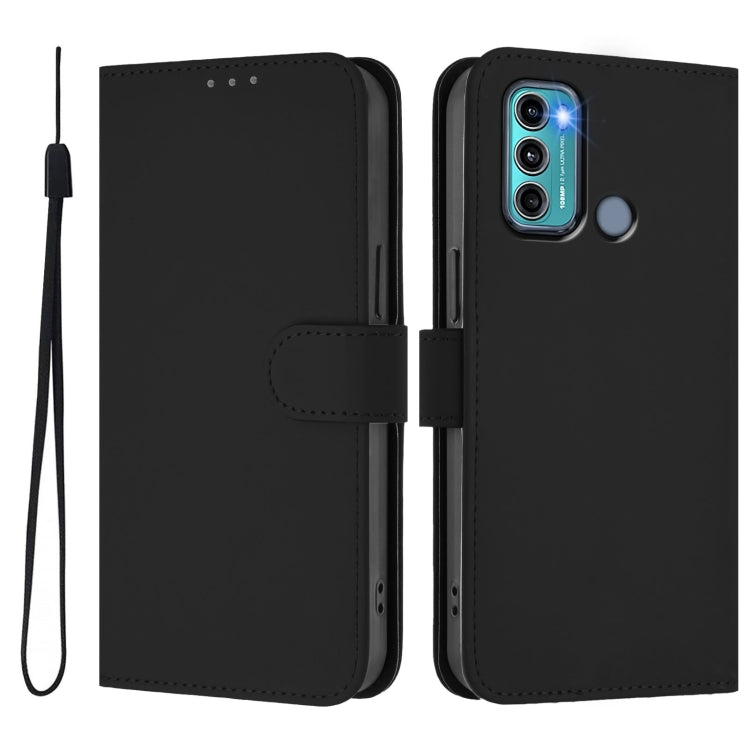 For Motorola Moto G60 / G40 Fusion Skin Feel Solid Color Leather Phone Case with Lanyard