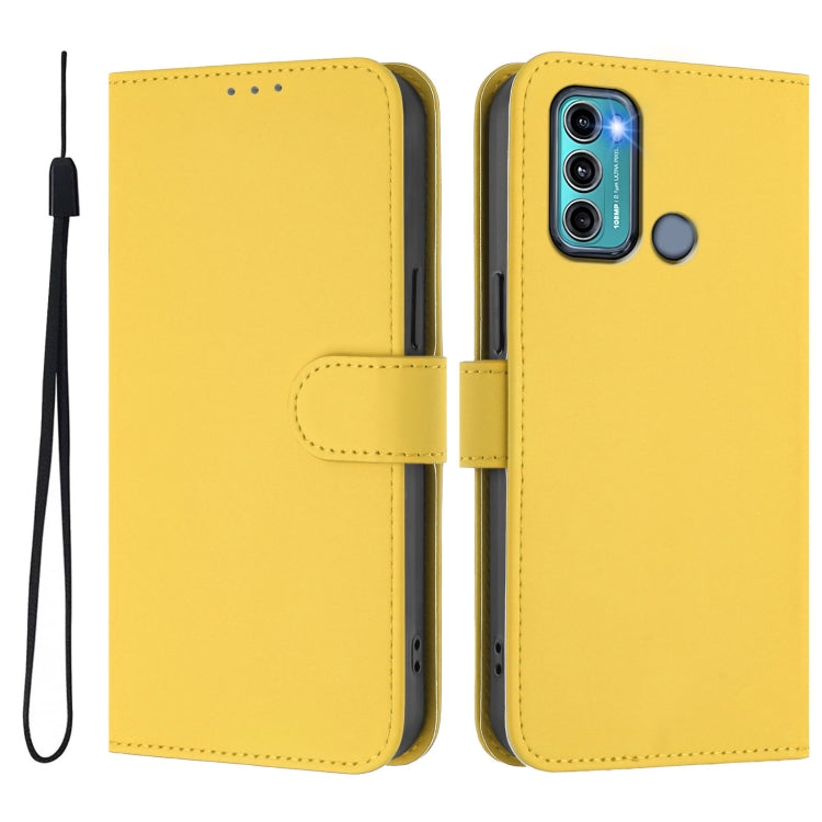 For Motorola Moto G60 / G40 Fusion Skin Feel Solid Color Leather Phone Case with Lanyard