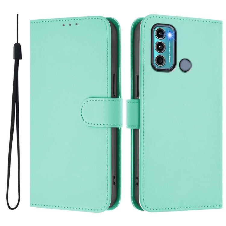 For Motorola Moto G60 / G40 Fusion Skin Feel Solid Color Leather Phone Case with Lanyard