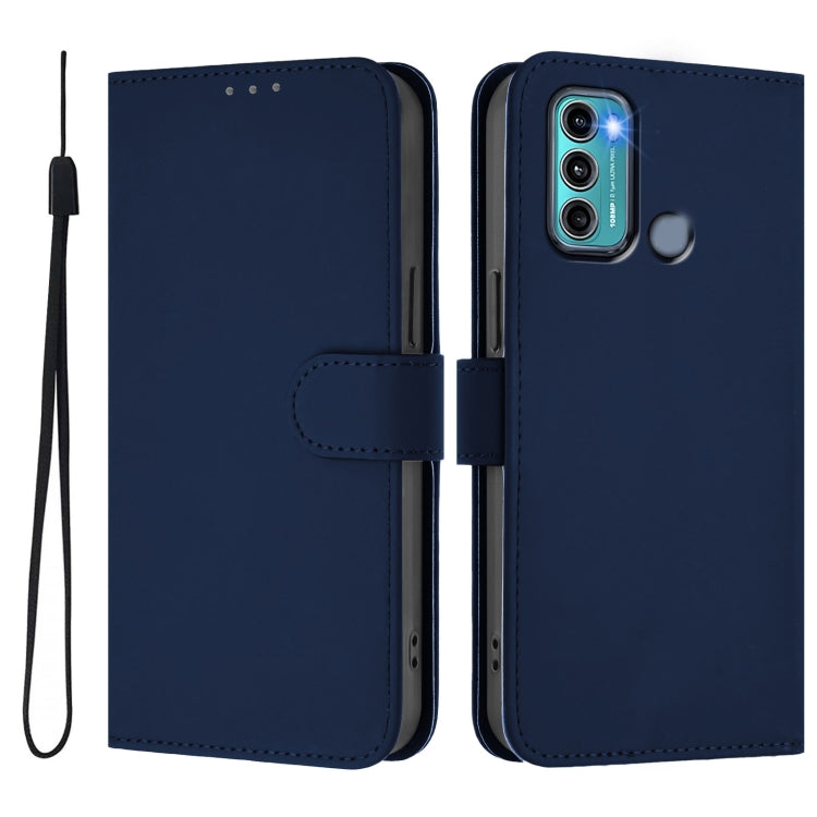 For Motorola Moto G60 / G40 Fusion Skin Feel Solid Color Leather Phone Case with Lanyard