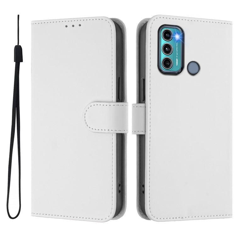 For Motorola Moto G60 / G40 Fusion Skin Feel Solid Color Leather Phone Case with Lanyard