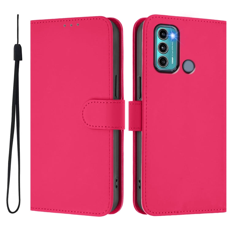 For Motorola Moto G60 / G40 Fusion Skin Feel Solid Color Leather Phone Case with Lanyard
