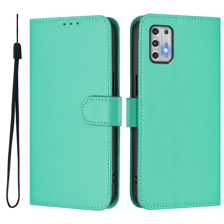 For Motorola Moto G Stylus 2021 4G Skin Feel Solid Color Leather Phone Case with Lanyard