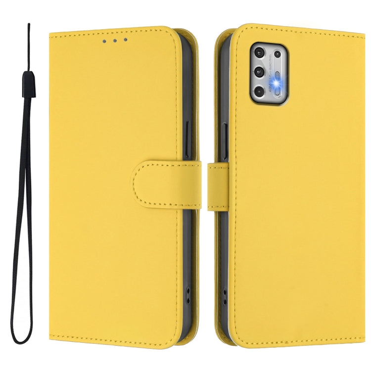 For Motorola Moto G Stylus 2021 4G Skin Feel Solid Color Leather Phone Case with Lanyard