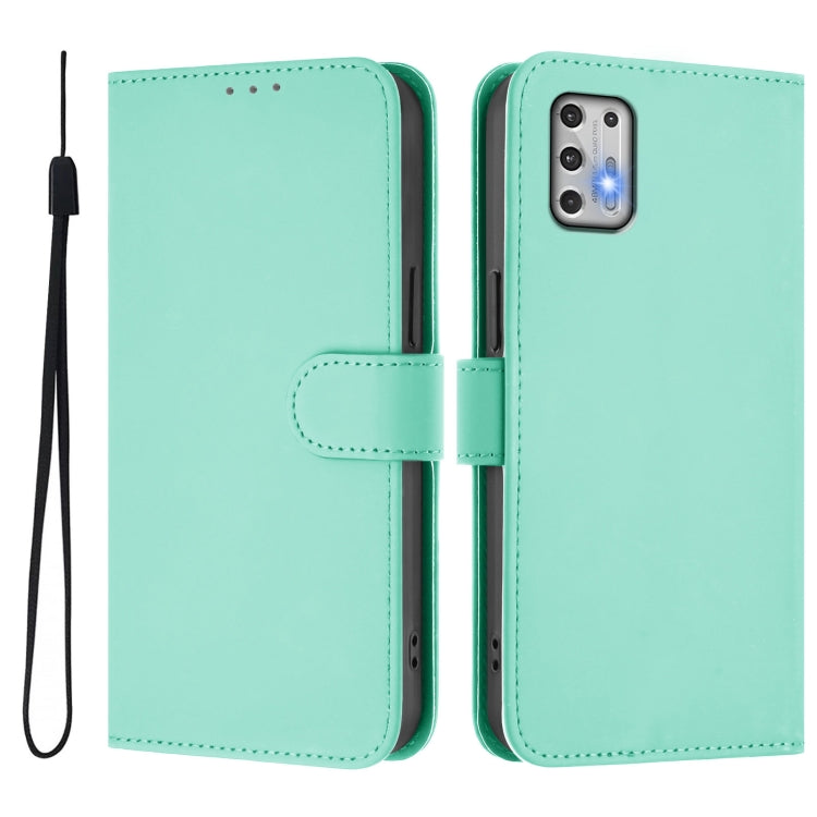 For Motorola Moto G Stylus 2021 4G Skin Feel Solid Color Leather Phone Case with Lanyard
