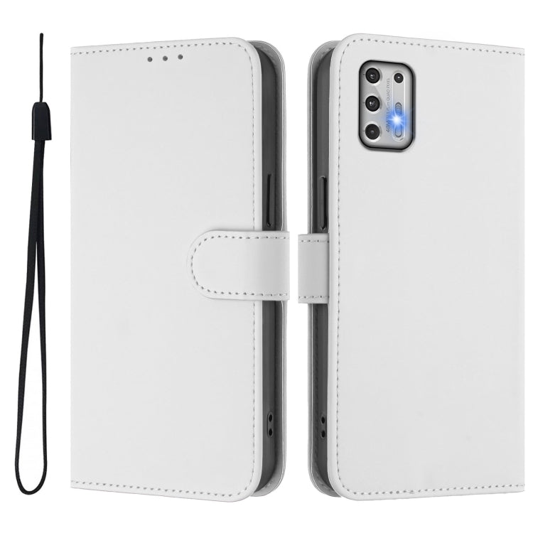 For Motorola Moto G Stylus 2021 4G Skin Feel Solid Color Leather Phone Case with Lanyard