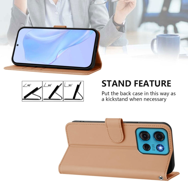 For Motorola Moto G75 5G Skin Feel Solid Color Leather Phone Case with Lanyard