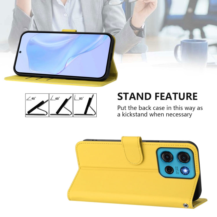For Motorola Moto G75 5G Skin Feel Solid Color Leather Phone Case with Lanyard