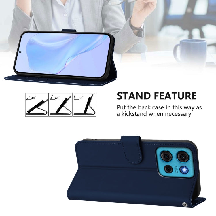 For Motorola Moto G75 5G Skin Feel Solid Color Leather Phone Case with Lanyard