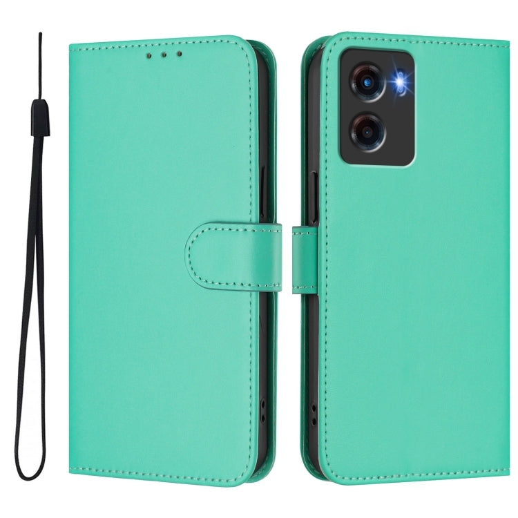 For Motorola Moto G05 Skin Feel Solid Color Leather Phone Case with Lanyard