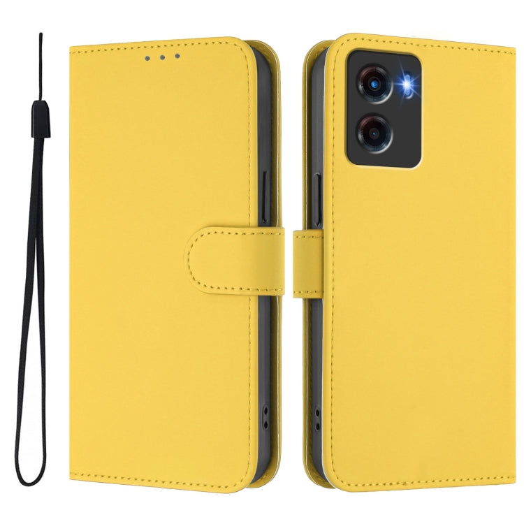 For Motorola Moto G05 Skin Feel Solid Color Leather Phone Case with Lanyard