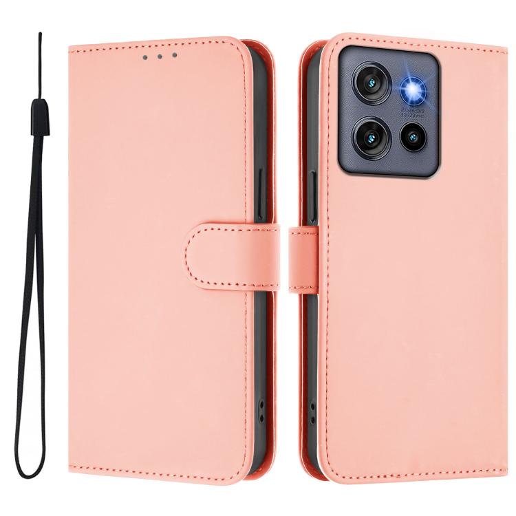 For Motorola Moto G Stylus 5G 2025 Skin Feel Solid Color Leather Phone Case with Lanyard