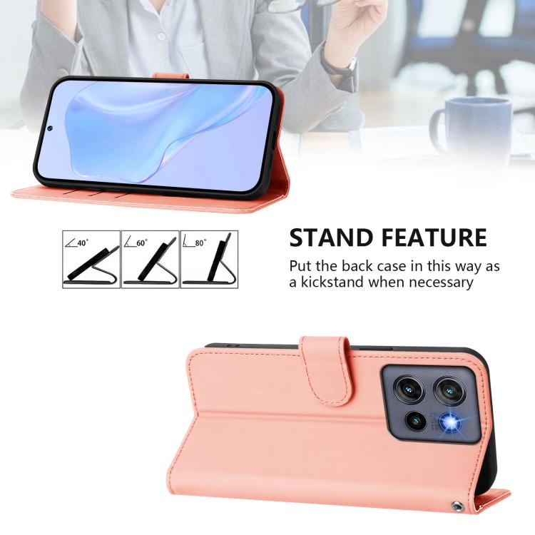 For Motorola Moto G Stylus 5G 2025 Skin Feel Solid Color Leather Phone Case with Lanyard