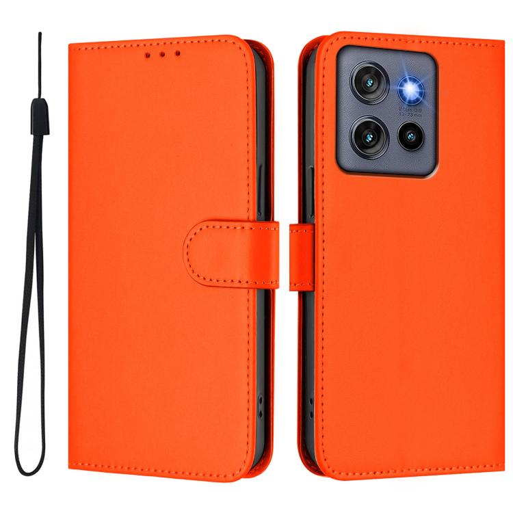 For Motorola Moto G Stylus 5G 2025 Skin Feel Solid Color Leather Phone Case with Lanyard