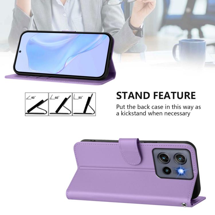 For Motorola Moto G Stylus 5G 2025 Skin Feel Solid Color Leather Phone Case with Lanyard
