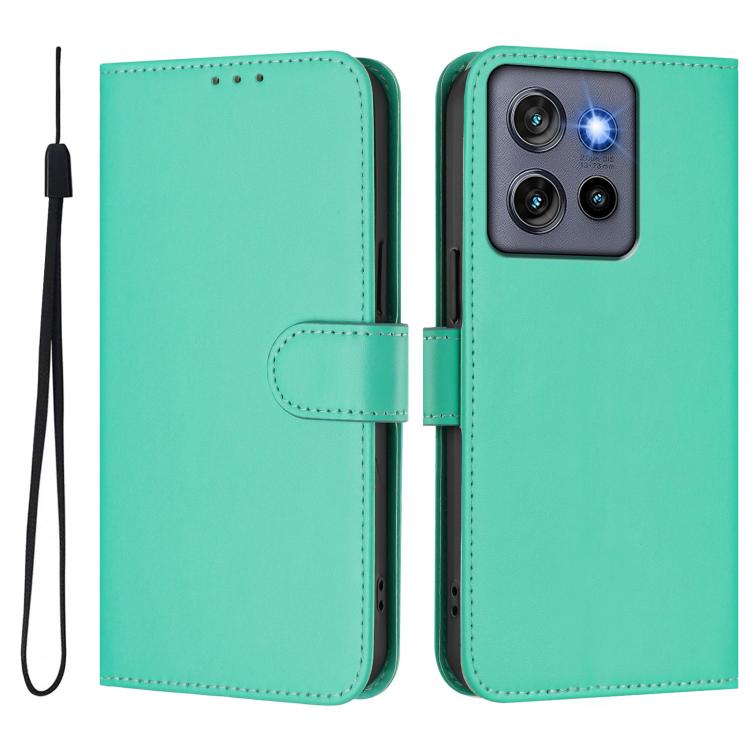 For Motorola Moto G Stylus 5G 2025 Skin Feel Solid Color Leather Phone Case with Lanyard