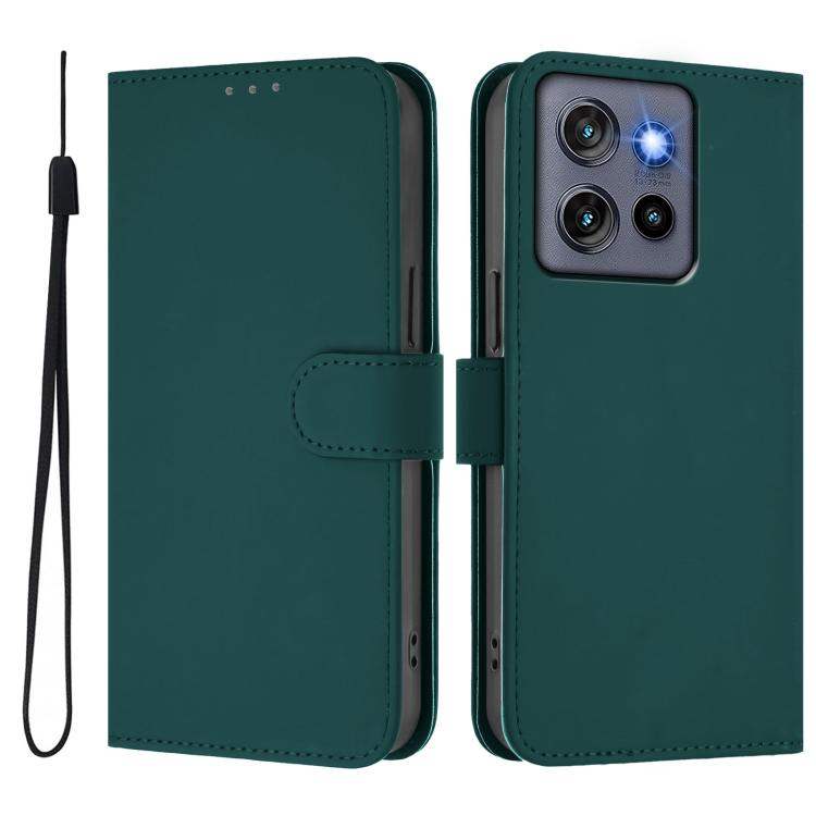 For Motorola Moto G Stylus 5G 2025 Skin Feel Solid Color Leather Phone Case with Lanyard