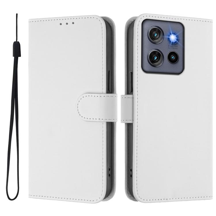 For Motorola Moto G Stylus 5G 2025 Skin Feel Solid Color Leather Phone Case with Lanyard