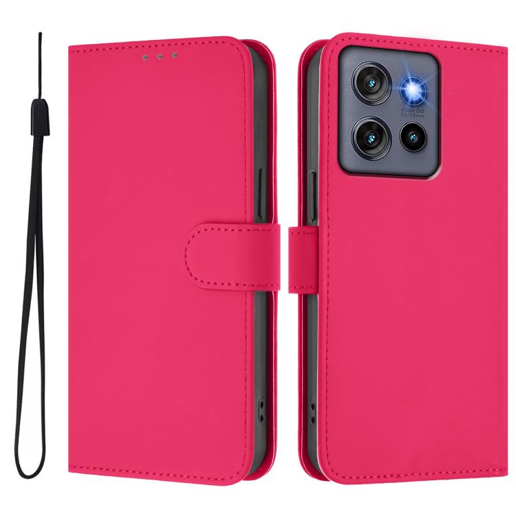 For Motorola Moto G Stylus 5G 2025 Skin Feel Solid Color Leather Phone Case with Lanyard