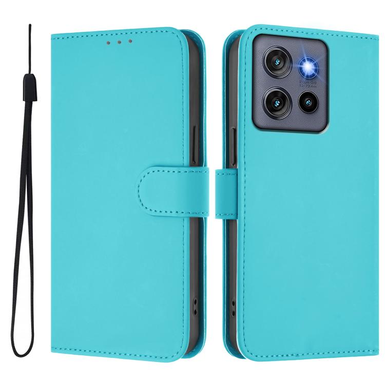 For Motorola Moto G Stylus 5G 2025 Skin Feel Solid Color Leather Phone Case with Lanyard