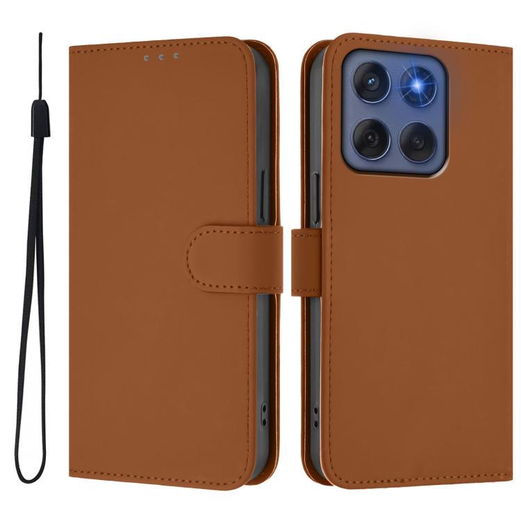 For Motorola Edge 60 Fusion Skin Feel Solid Color Leather Phone Case with Lanyard