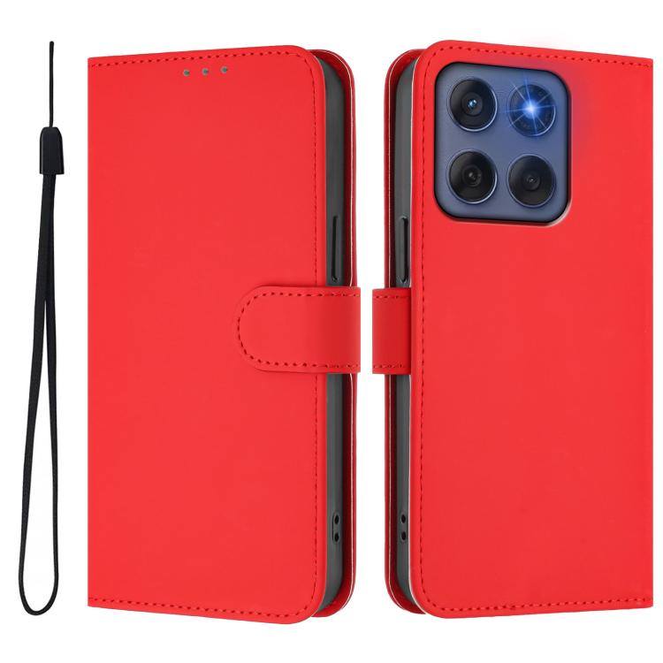 For Motorola Edge 60 Fusion Skin Feel Solid Color Leather Phone Case with Lanyard